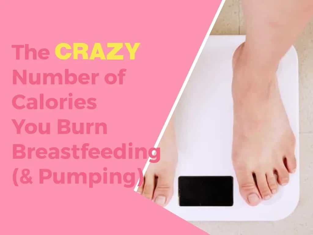 how many calories does breastfeeding and pumping milk burn? woman standing on scale. copyright 2019 pumpingmamas.com