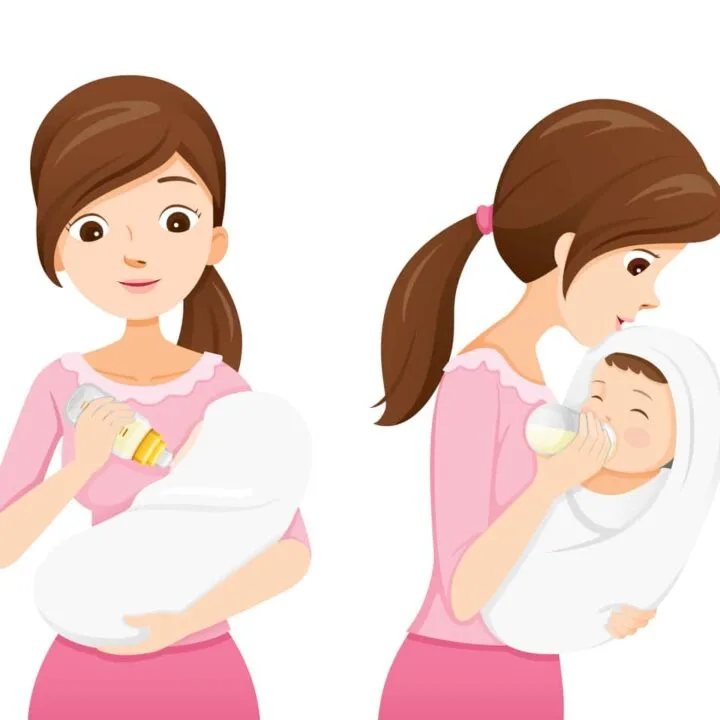 illustration of mother feeding baby with a bottle