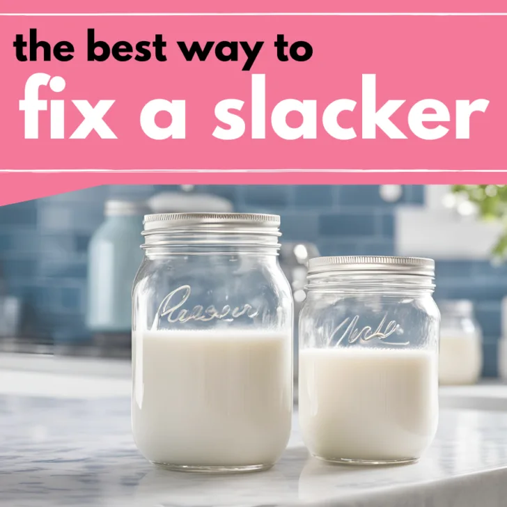 two mason jars filled with milk on a kitchen countertop